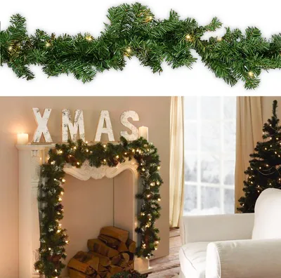 Immagine prodotto di Jayseuw decorazione ghirlanda di Natale ghirlanda di abete decorazione natalizia interna ed esterna ghirlanda artificiale 5m 100 led