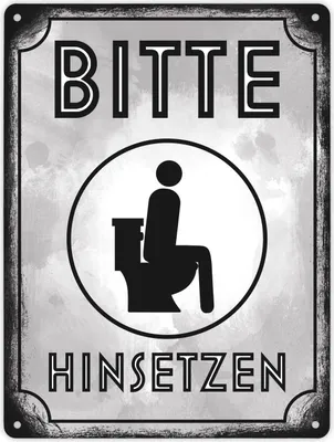 Produktbild von Bitte hinsetzen Metallschild XL in 21x28 cm für Badezimmer oder WC