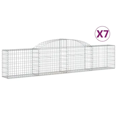 Produktbild von vidaXL Gabionen mit Hochbogen 7 Stk. 300x30x60/80 cm Verzinktes Eisen