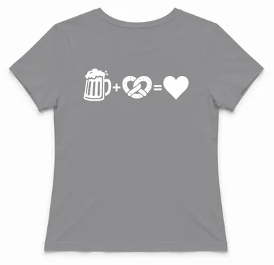Zdjęcie produktu dla Koszulka damska z motywem brezelka, serca,  , bawarskiego stroju, do noszenia z lederhosen, kolor: szary, rozmiar: 3XL