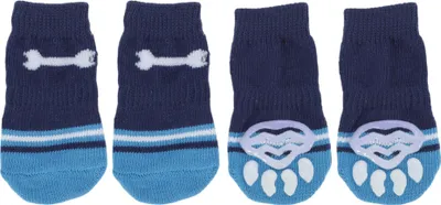 Produktbild von Hundesocken rutschfest Knochenmuster Socken Hund Katzen Haustier Innensocken Pfoten Schutz und Traktion Dank Silikongel für Hunde Katzen 1 Set(4 Stück) Groß