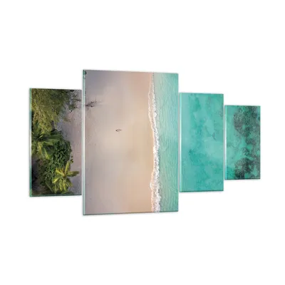 Produktbild von Bilder auf glas - 4 Teile - Strand Tropen Rand - 160x90cm - Glasbilder - Wandbilder - Bilder - zum Aufhängen bereit - Wanddekoration aus Glas - Glas Bilder - Wandbild auf Glas - GDL160x90-5000