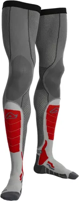 Image de Chaussettes de protection pour genoux Acerbis X-Leg Vented Pro, pour motocross, couleur gris/rouge, taille L/XL