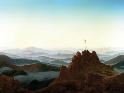 Produktbild von Caspar David Friedrich Kunstdruck Bild - Morgen Im Riesengebirge, 1810 (60 x 80 cm)