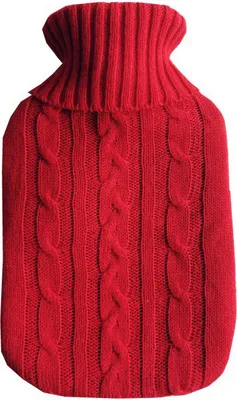 Produktbild von Wärmflasche mit Bezug – Weicher Premium Strickbezug – Grosse Kapazität Wärmflasche, rot, 2L