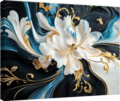 Produktbild von Leinwandbild Wandbild Abstrakt Blumen 120x80 cm XXL Modern Leinwand Bilder Leinwandbilder Wohnzimmer Schlafzimmer Wanddeko