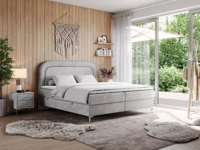 Produktbild von Doppelbett, boxspringbett mit Multipocket-Matratze, zum Schlafzimmer - EIRA - 120x200cm - Hellgrau - H3