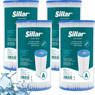 Immagine prodotto di Filtri per piscina Sillar (4 pezzi) – ricambi per pompe filtranti Intex e Bestway, tipo A C III