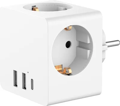 Image de Accezz PowerCube | 6-en-1 - 1x USB-C + 2x USB-A + 3x prise - 4000 watts - Blanc