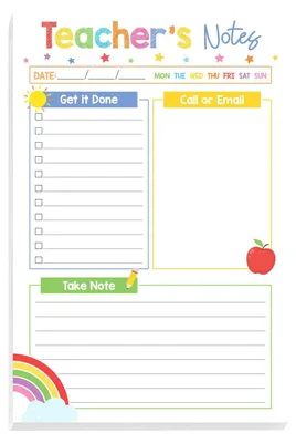 Produktbild von Bohemian Rainbow Notizblock – Dankeschön-Geschenk für Lehrer mit Aufgabenlisten, Kontaktliste und Notizbereich – Inspirierender Planer für Pädagogen