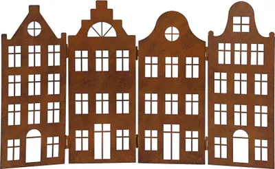 Produktbild von Dekoaufsteller HOUSES rost Dekohäuser aus Metall Haussilhouette L51cm faltbar