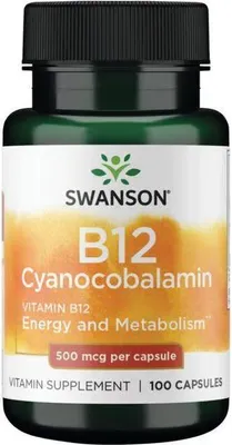 Produktbild von Vitamin B12 Cyanocobalamin 500 mcg 100 Kapseln Swanson Health Products