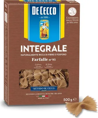 Produktbild von 20x Pasta De Cecco Farfalle integrali n. 93 Vollkor italienisch Nudeln 500 g