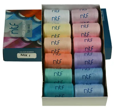 12 x 1000m / 12 Spulen 40/2 Polyester Nähgarn Farbmix Paket Farbwahl Farben