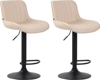 Produktbild von 2er Set Barhocker HLO-CP68 Kunstleder schwarz  creme
