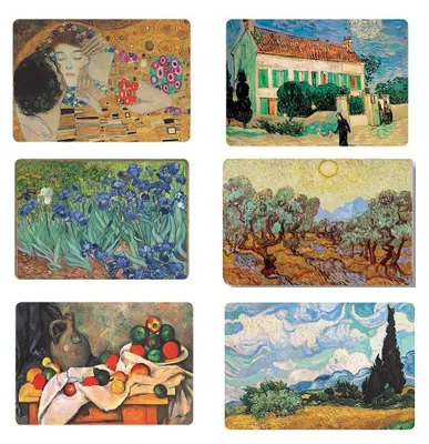 Obrázek produktu pro Sada 6 uměleckých prostírání s uměleckými díly - 42 x 29 cm, ruční mytí