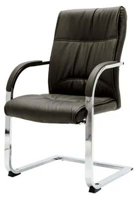 Produktbild von Freischwinger Bürostuhl mit Armlehnen in Grau aus Kunstleder
