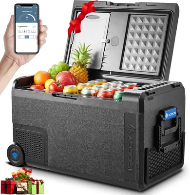 Zdjęcie produktu dla Lodówka turystyczna kompresorowa, pojemność 38 litrów, chłodzenie do -20°C, zasilanie 12/24 V oraz 100-240 V, kolor czarny