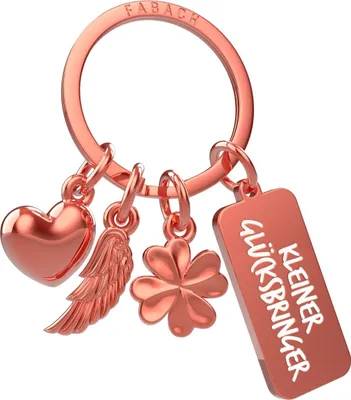 Produktbild von FABACH Schutzengel Schlüsselanhänger 3 Charms mit Gravur - Kleeblatt Schlüsselanhänger Herz Glücksbringer Viel Erfolg - Viel Glück Geschenk Engel Glücksbringer - Kleiner Glücksbringer