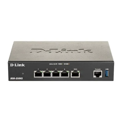 Produktbild von D-LINK DSR-250V2/E VPN Security Router, 3x LAN, 1x WAN, 1x LAN/WAN Port
