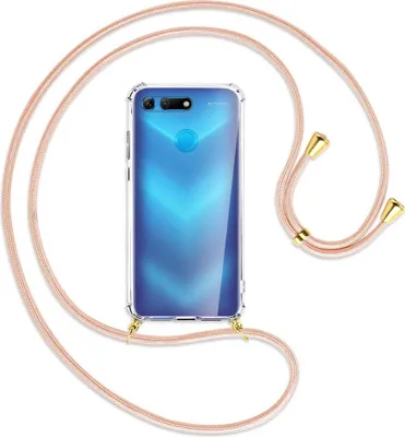 Produktbild von Handykette Backcover-Schutzhülle mit Band (Metall goldfarben) für Honor View 20 / V20 - rose peach