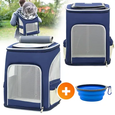 Produktbild von Haustier Rucksack Hunderucksack Tiertragetasche Katze Hunde + 650ML Hundenapf