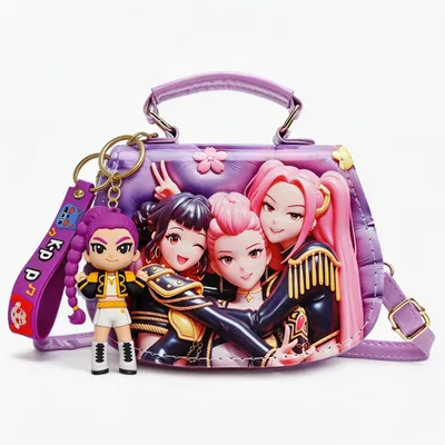 Produktbild von K-Pop – Demon Girls Handtasche und Umhängetasche – inklusive Schlüsselanhänger – geeignet für Frauen und Mädchen