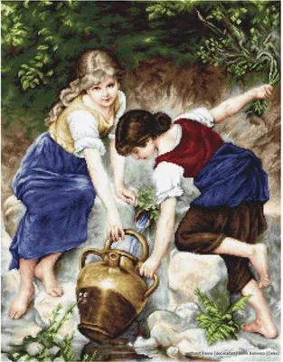 Produktbild von Luca-S Kreuzstich Set "Am Brunnen", Zählmuster, 34x44cm