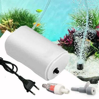 Zdjęcie produktu dla Pompa powietrza akwarium - Pompka tlenowa - 2 W - 200 l/h - Cicha, z akcesoriami do akwariów do 100 l
