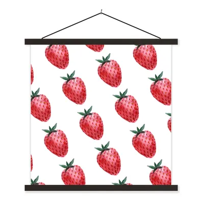 Obrázek produktu pro MuchoWow® Textilní plakát - Jahoda - Ovoce - Bílá - 40x40cm - S černými lamelami