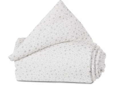 Produktbild von babybay Nestchen Organic Baumwolle passend für Modell Maxi, Boxspring, Comfort und Comfort Plus, weiß Glitzersterne silber
