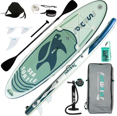 Obrázok produktu pre FunWater - Nafukovacia doska na pádlovanie, pádlo, SUP doska, SUP, - 320 x 84 x 15 cm - PVC - Marine Eco Series - Morská korytnačka