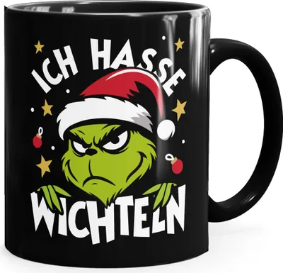 Produktbild von Tasse Weihnachten Grinch Spruch Lustig keine Menschen Geschenkidee Weihnachtsmuffel MoonWorks®