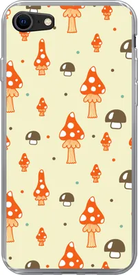 Produktbild von MuchoWow® Handyhülle Schutzhülle Hülle für Telefoonhoesje iPhone 7 Muster - Pilz - Orange Silikon Softcase Handy Hülle - Kartenhalter