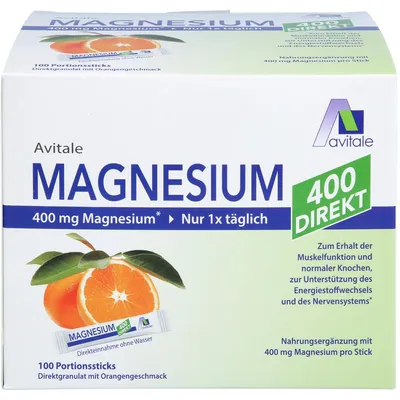 Zdjęcie produktu dla Magnesium 400 direct pomarańczowe pałeczki porcjowane 100X2,1 g