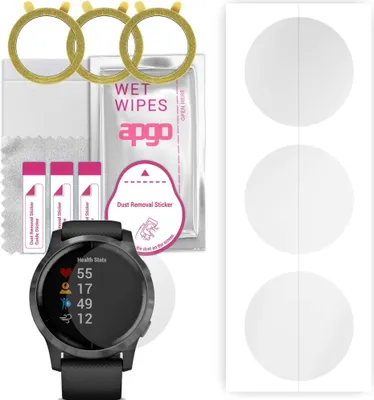 Produktbild von apgo 3 Stück Schutzfolie, klar, kompatibel mit Garmin Vivoactive 4 Smartwatch, Hydrogel Displayschutzfolie mit Positionierhilfe, Displayfolie, robust und kratzfest