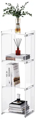 Produktbild von Acryl Bücherregal mit 3 Würfeln Standregal Aufbewahrungssystem transparent 35x30x110 cm
