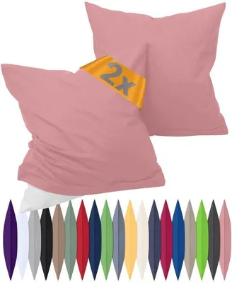 Zdjęcie produktu dla Zestaw 2 poszewek na poduszki Unyqoos® wykonanych w 100% z bawełny (renforcé), w kolorze pudrowy róż – oddychające i łatwe w pielęgnacji, z ukrytym zamkiem błyskawicznym