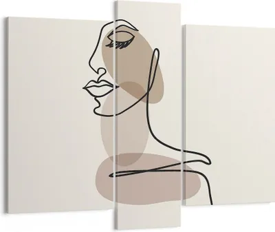 Produktbild von Bild auf Leinwand - Leinwandbild - 3 Teile - Linie Kunst Boho - 95x80cm - Wand Bild - Wanddeko - Wandbilder - Leinwanddruck - Bilder - Wanddekoration - Leinwand bilder - Wandbild - CB95x80-4728