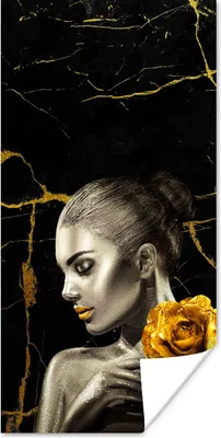 Produktbild von MuchoWow® Poster Frauen - Rosen - Gold - Marmor 20x40 cm - Plakat - Foto