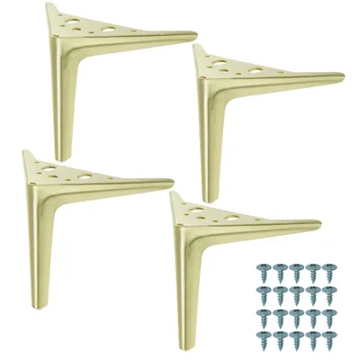 Produktbild von Möbelbeine 15 cm, Haarnadel-Design, gebürstetes Gold, Set mit Schrauben, elegante Möbelfüße, 4 Stück