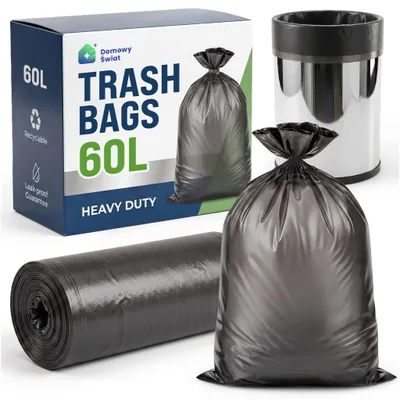 Obrázok produktu pre Čierne Klasické Odpaľové Vrecie, Odolné, Vysokokvalitné, Univerzálne, 60 L, 1 Rolka