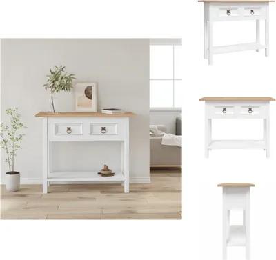 Productafbeelding van vidaXL Console tafel, Mexicaanse stijl, grenenhout, wit, 90x34,5x73 cm - Bijzetmeubels