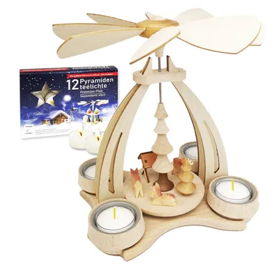 Obrázek produktu pro Dřevěné, stolní, čajové, vánoční, pyramida - jelení jesličky