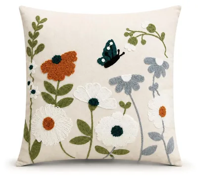 Produktbild von Dekorativer Kissenbezug mit Blumenstickerei, 45 x 45 cm