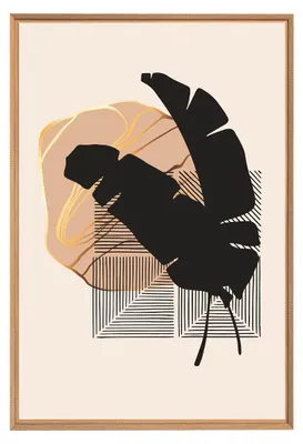 Image de Tableau mural encadré feuille décorative 65x97 cm, Tableau mural moderne pour décoration intérieure