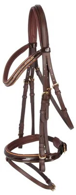 Immagine prodotto di Briglia snaffle Covalliero Kingston marrone con oro, taglia:Cob