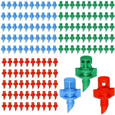 Productafbeelding van 150 stuks druppelirrigatie emitters, micro sproeierkoppen irrigatie verneveling sprinkler refractie micro sproeier irrigatie vernevelingssproeiers voor planten, gazon, waterirrigatiesysteem (90/180