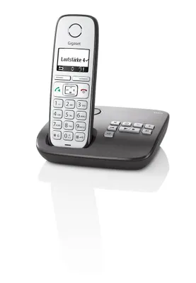 Produktbild von Gigaset E310A, DECT-Telefon, Freisprecheinrichtung, 120 Eintragungen, Anrufer-Identifikation, Schwarz, Grau