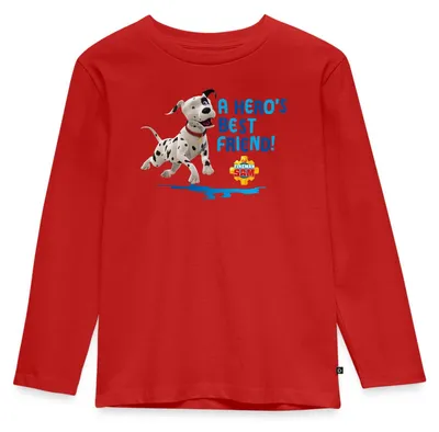 Produktbild von Spreadshirt Feuerwehrmann Sam™ Dalmatiner Schnuffi Süß Kinder Premium Langarmshirt, 134/140 (8 Jahre), Rot
